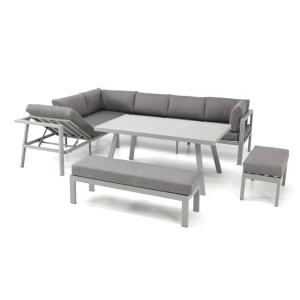 Conjunto de comedor de jardín 9 plazas de aluminio