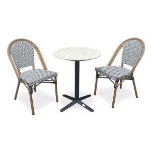 Conjunto de comedor de jardín de 2 plazas de acero y terraz…