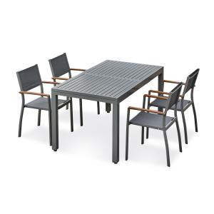 Conjunto de comedor de jardín de 4 plazas - gris antracita