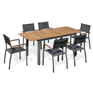 Conjunto de comedor de jardín de 6 plazas - acacia