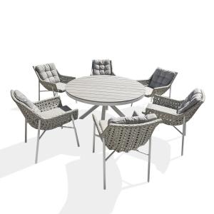 Conjunto de comedor de jardín de 6 plazas - blanco