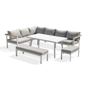 Conjunto de comedor de jardín de 9 plazas - blanco