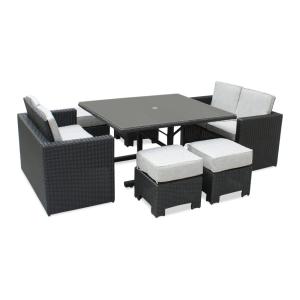 Conjunto de comedor empotrable 8 plazas resina trenzada