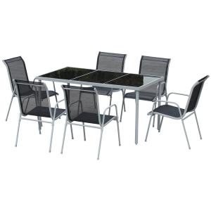 Conjunto de comedor para jardín negro 150 x 90 x 72cm