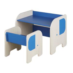 Conjunto de escritorio y silla infantil azul y beige