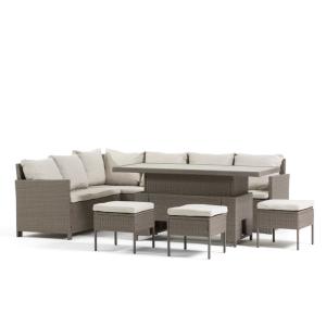 Conjunto de exterior angular en polirratán con mesa multifu…
