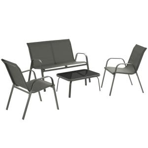 Conjunto de jardín, 4 personas, 2 sillas con banco y mesa,…