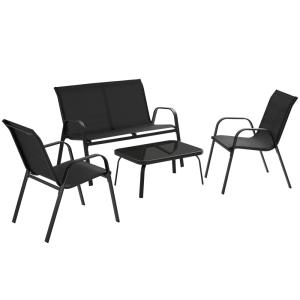 Conjunto de jardín, 4 personas, 2 sillas con banco y mesa,…