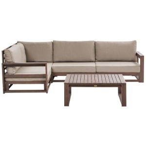 Conjunto de jardín 4 personas de madera oscura