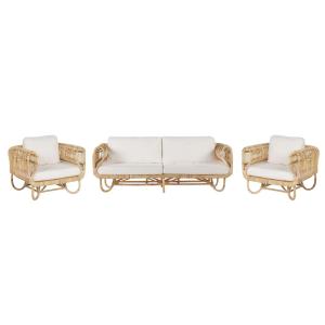 Conjunto de jardín 4 plazas ratán beige