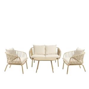 Conjunto de jardín 4 plazas y una mesa metal beige