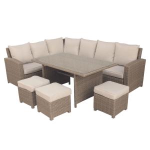 Conjunto de jardín 7pz de ratán sintético color natural y a…