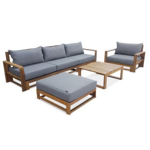 Conjunto de jardín cojín gris sofá sillones y mesa