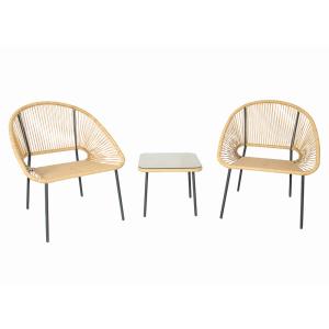 Conjunto de jardín de 2 plazas con mesa natural