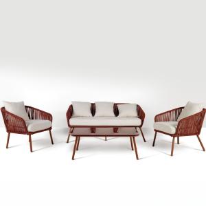 Conjunto de jardín de 4 piezas en aluminio y cuerda