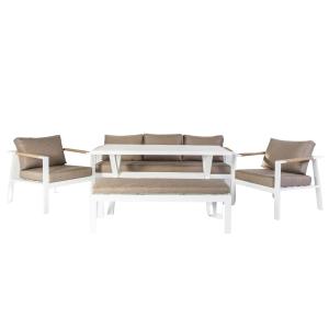 Conjunto de jardín de 8 plazas de aluminio color blanco