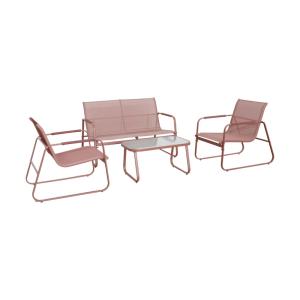 Conjunto de jardín de acero, 4 plazas, terracotta