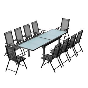 Conjunto de jardín de aluminio: mesa extensible   10 sillas…
