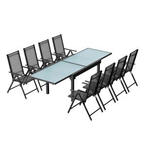 Conjunto de jardín de aluminio: mesa extensible   8 sillas…