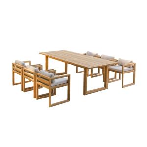 Conjunto de jardín de teca maciza con 6 sillas
