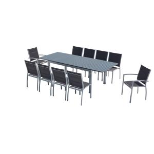 Conjunto de jardín extensible de aluminio   10 asientos gri…