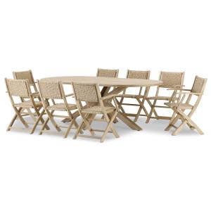 Conjunto de jardín mesa oval 220x115 y 8 sillas enea con br…