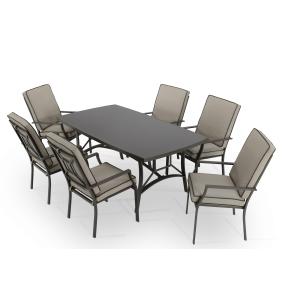 Conjunto de jardín mesa y 6 sillas con cojín apilables