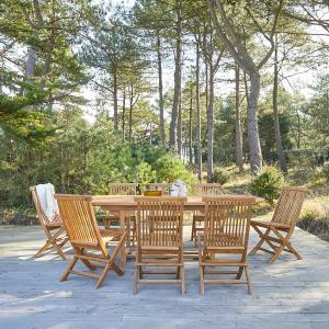 Conjunto de jardín oval de acacia maciza 8 sillas