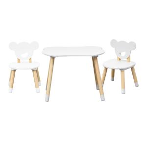 Conjunto de mesa baja y 2 sillas para niños blanco y marrón…