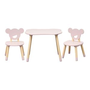 Conjunto de mesa baja y 2 sillas para niños rosa y marrón