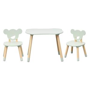 Conjunto de mesa baja y 2 sillas para niños verde y marrón