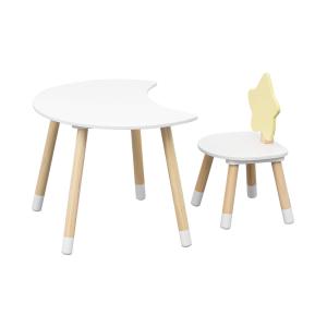 Conjunto de mesa baja y silla para niños blanco y marrón