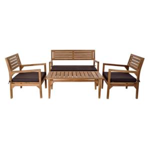 Conjunto de mesa con 3 sillones teca (4 pcs)