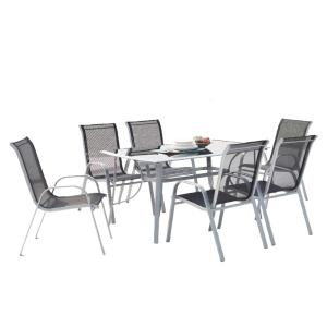 Conjunto de mesa de aluminio   6 sillas de acero