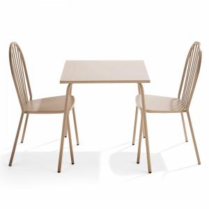 Conjunto de mesa de jardín y 2 sillas de bistro de acero en…