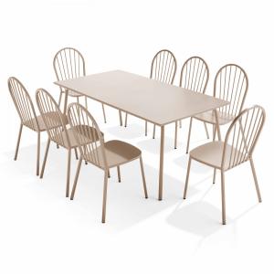 Conjunto de mesa de jardín y 8 sillas de bistro de acero en…