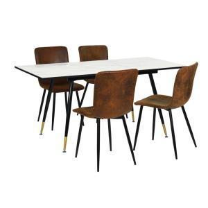 Conjunto de mesa efecto mármol   4 sillas vintage de ante m…