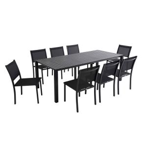 Conjunto de mesa extensible y 8 sillas de jardín en alumini…