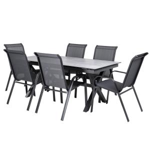 Conjunto de mesa extensible y sillas apilables de jardín 24…