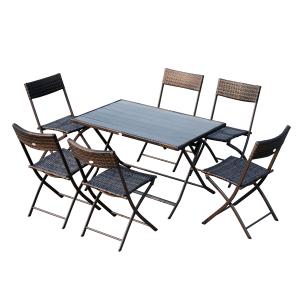 Conjunto de mesa sillas ratán color marrón 120 x 70 x 71cm