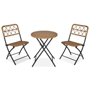 Conjunto de mesa y 2 sillas de ratán color marrón 60 x 60 x…