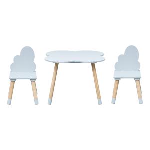 Conjunto de mesa y 2 sillas para niños celeste y marrón