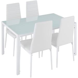 Conjunto de mesa y 4 sillas acolchadas de acero para comedo…