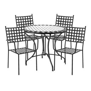 Conjunto de mesa y 4 sillas de jardín  con brazos negro y b…