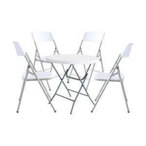 Conjunto de mesa y 4 sillas de jardín plegables de HDPE bla…