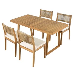 Conjunto de mesa y 4 sillas para jardín exterior de 5 pieza…