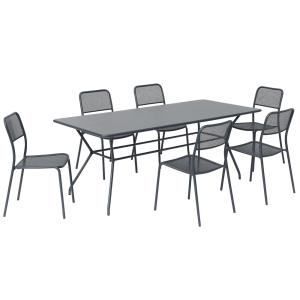 Conjunto de mesa y 6 sillas de jardín en gris antracita