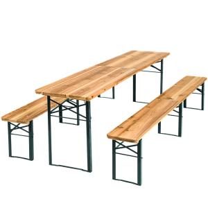 Conjunto de mesa y bancos de madera plegables 3 piezas 220c…