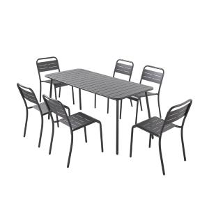 Conjunto de mesa y sillas de 6 plazas gris oscuro