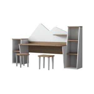 Conjunto de mesa y sillas efecto madera blanco, nogal 180x4…